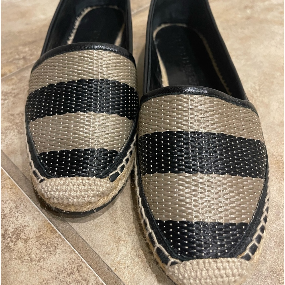 BURBERRY  STRIPPED WOVEN HODGESON ESPADRILLES FLATS